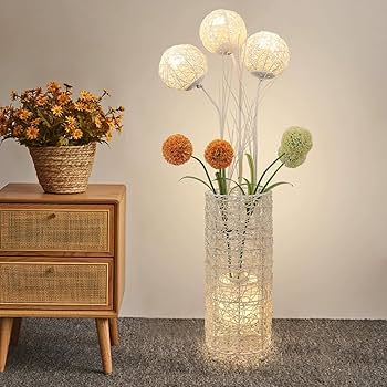 Modern Pastoral LED Floor Lamp: Decorative Hand-Woven Rattan